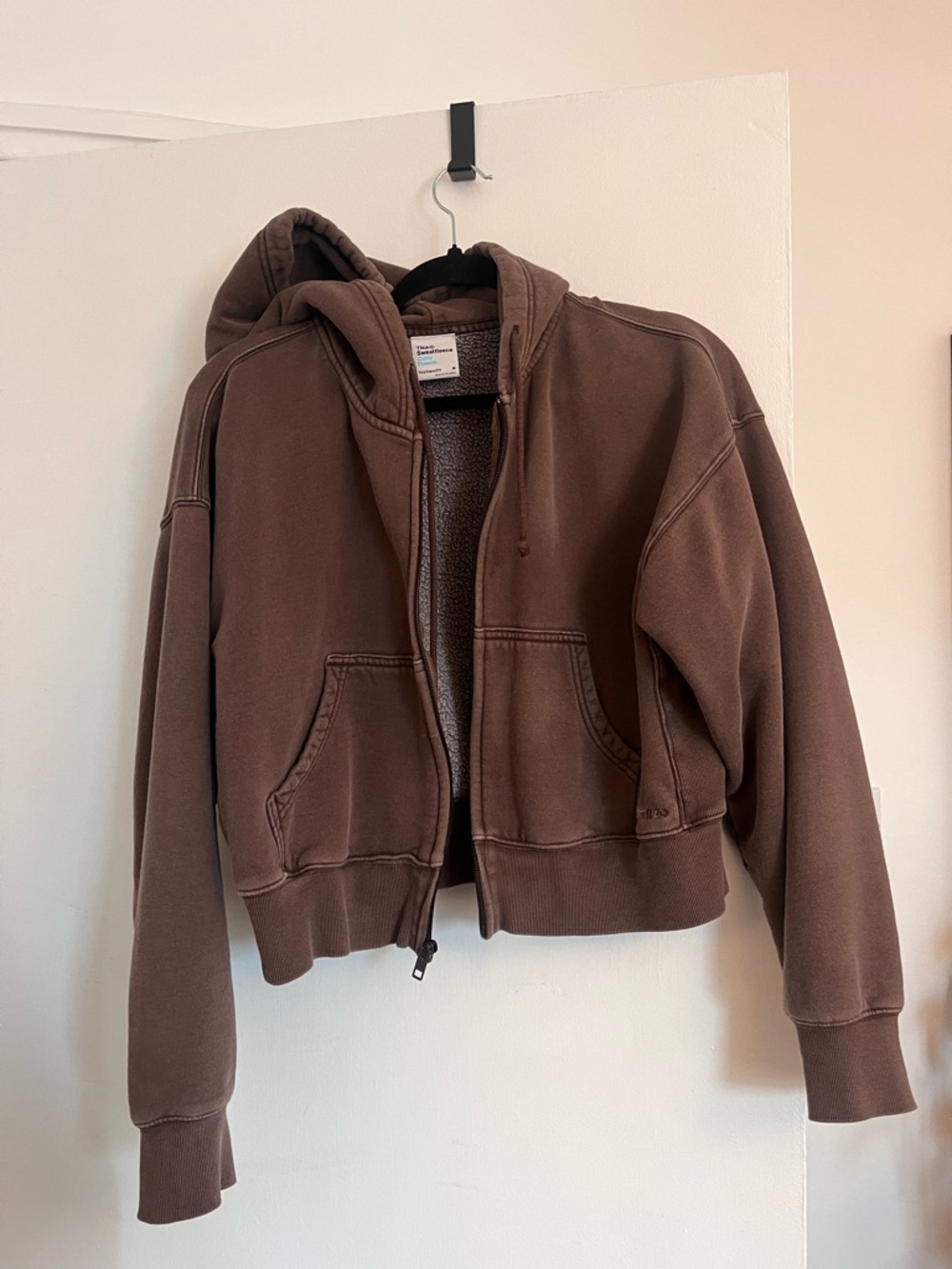 Aritzia Chocolate Brown Zip-Up Hooded Jacket